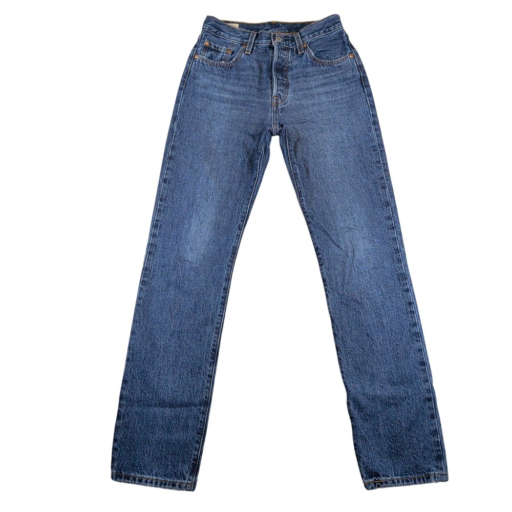 Levis Premium 501 Original Straight Leg Jeans Med Wash W25 L32 Rigid 100% Cotton